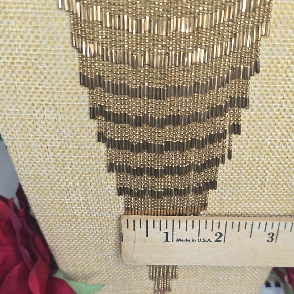 Rose Gold Tone Metal Fringe Bib Statement Necklace - Picture 8 of 8